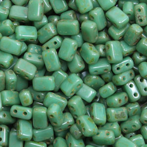 Cz Brick Beads 6x4mm 63130/86800 Picasso Green 50pcs