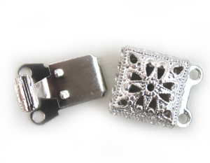 FN CL114 2 strand ant. silver pl. clasp 2 pcs