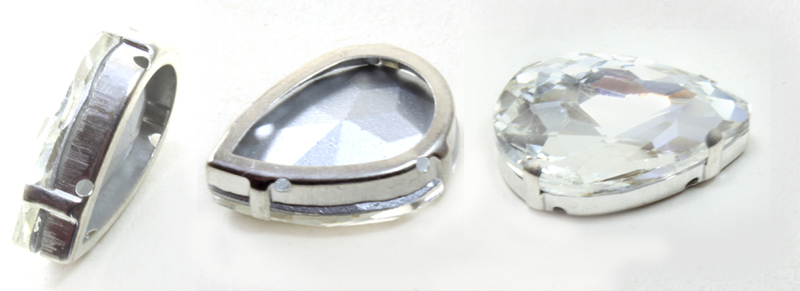 CH Pear Crystal in Silver 18x25mm 6pcs