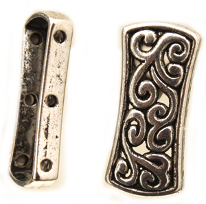 FN CN137 Ant. Silver 3 Double Hole Bar 23x10mm 5pcs