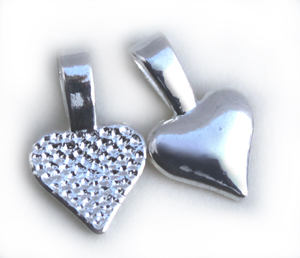 FN PN020 Glue on Bail Silver pl. Heart 10x16mm 4pcs