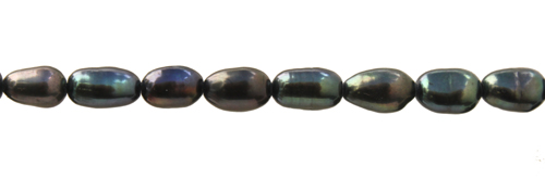 Freshwater Pearls AA Rice Petrol 5mm 1string
