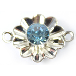 SW Flower Connector Aquamarine/Silver 18x13mm 1pcs