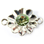 SW Flower Connector Chrysolite/Silver 18x13mm 1pcs