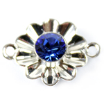 SW Flower Connector Sapphire/Silver 18x13mm 1pcs