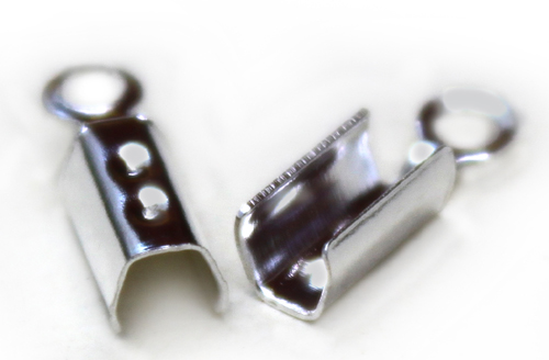 FN NE008 Fold Over Cord End Silver pl. Sm 50pcs