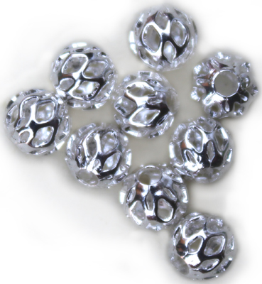 MB112 Silver pl. Round Filigree 5mm 10pcs