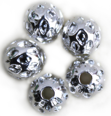 MB114 Silver pl. Round Filigree 4mm 20pcs