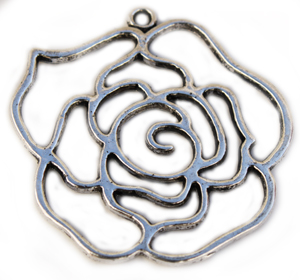 MCH0014 Ant. Sil. Large Rose 40x40mm 2pcs