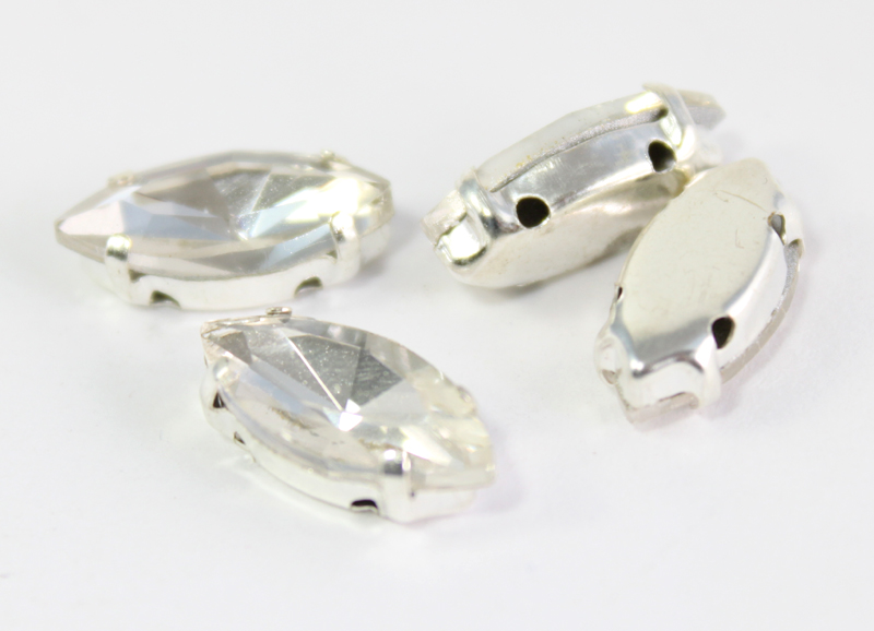 CH Slim  Navette Crystal in Silver 15x4mm 10pcs