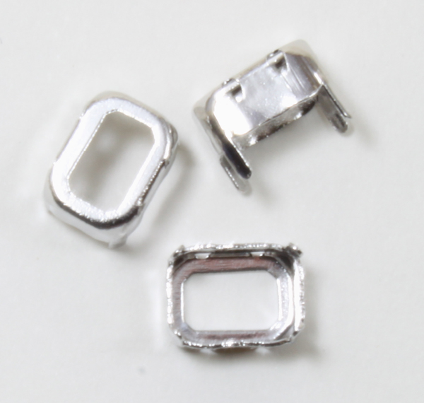 MC Fancy Octagon case 8x6mm Rhodium plated 12pcs