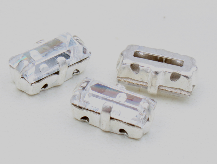 MC Baguette 10x5mm Crystal / Silver 1pcs