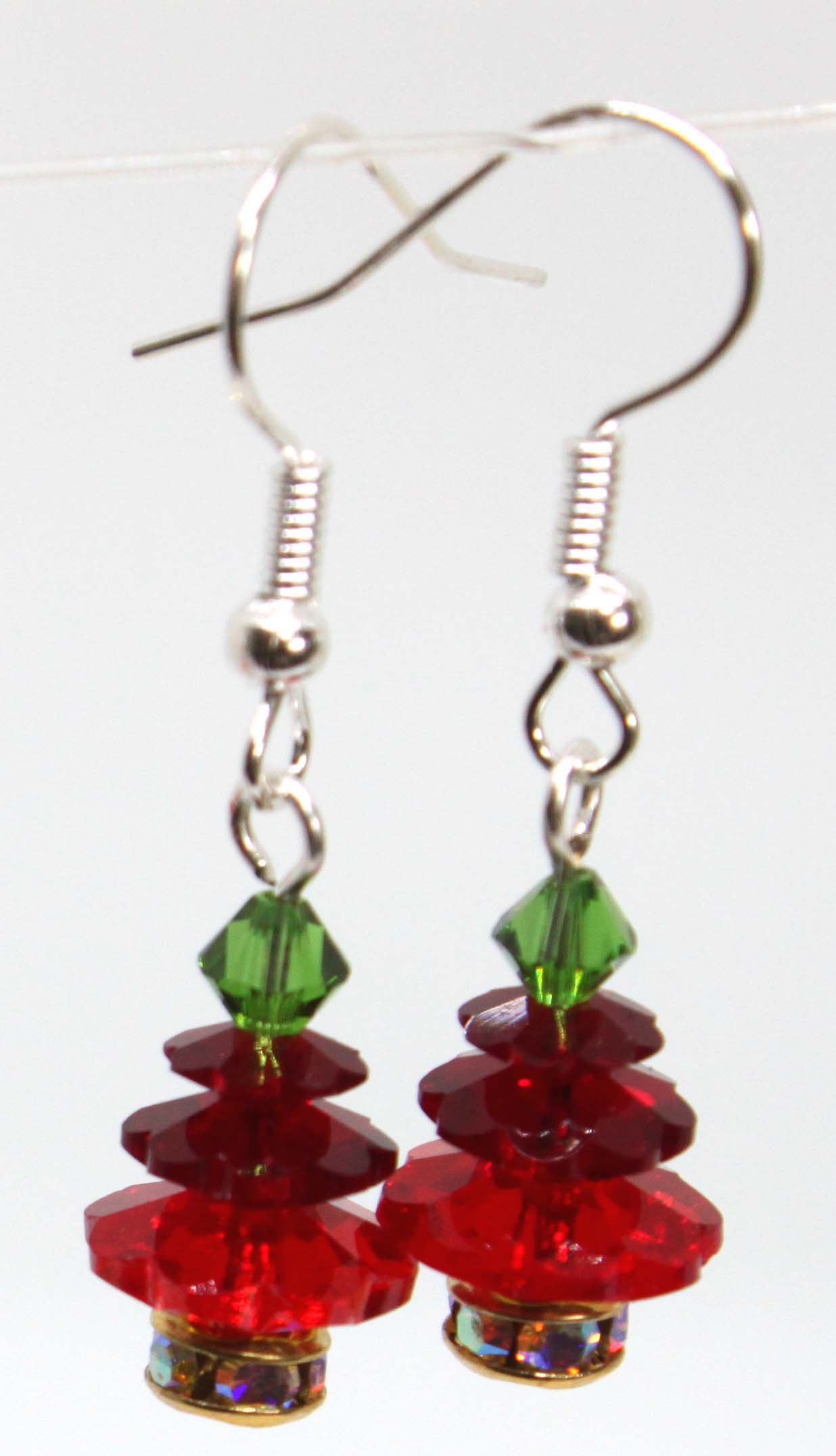 Xmas Crystal Tree earrings Kit -  Rudolf Red  1 pair