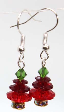 Xmas Crystal Tree earrings Kit -  Rudolf Red  1 pair