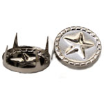 ST001 Metal Round with Star Stud Bright Silver 13mm 20pcs