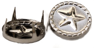 ST001 Metal Round with Star Stud Bright Silver 13mm 20pcs