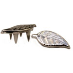 ST008 Metal Leaf Stud Bright Silver 19.5x8mm 20pcs