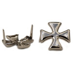ST009 Metal Cross Stud Bright Silver 12mm 20pcs