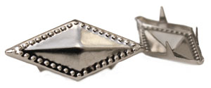 ST014 Metal Diamond Stud Bright Silver 25x11.5mm 20pcs