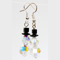 Xmas Earring Kit - Crystal Rainbow Snowman  1 pair