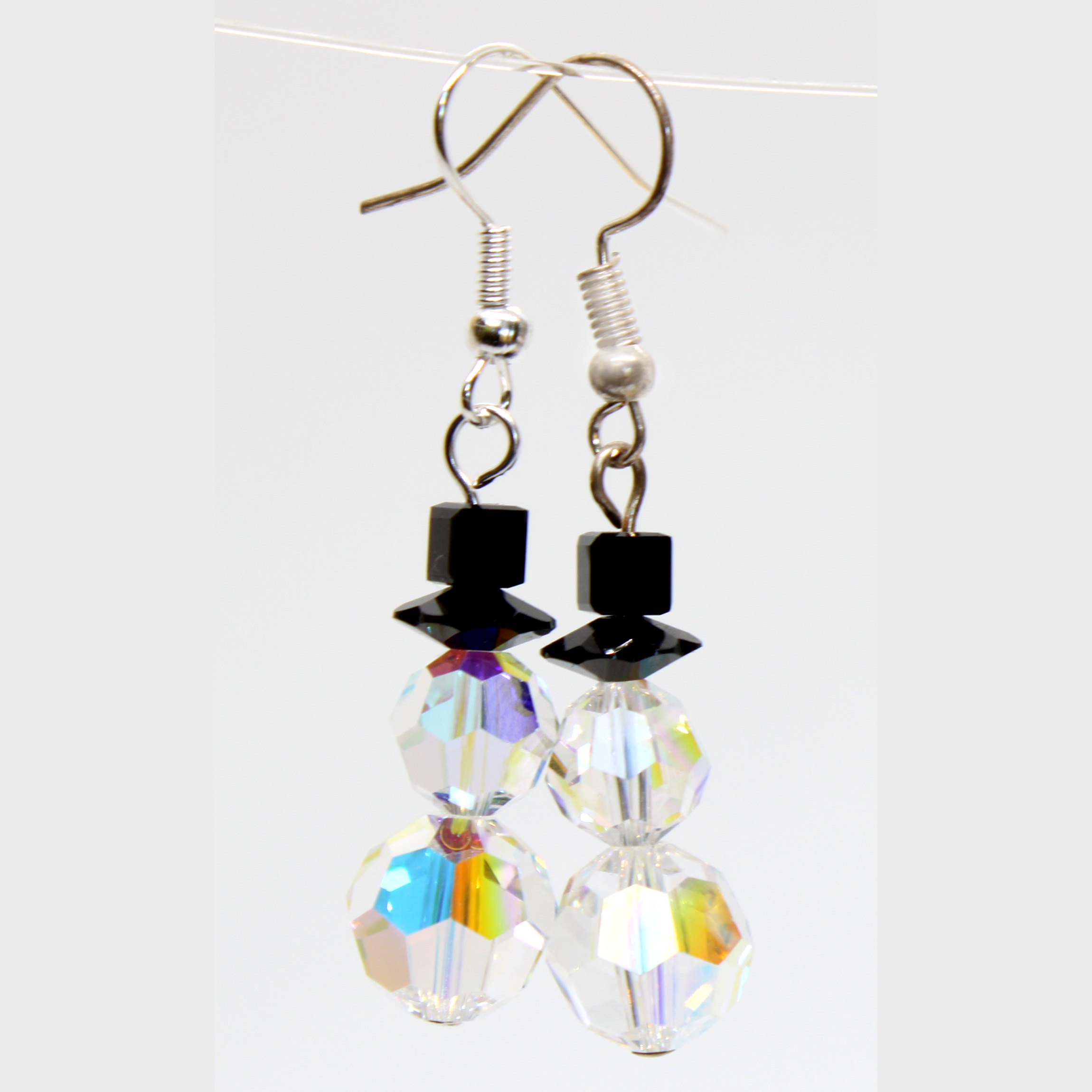 Xmas Earring Kit - Crystal Rainbow Snowman  1 pair