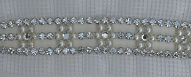 Rhinestone Banding 2 Crystal & Pearls/ Silver
