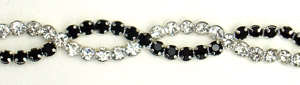 Rhinestone Banding 26 Crystal and Jet / Silver