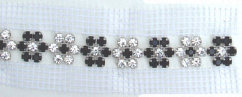 Rhinestone Banding  27 Crystal and Jet / Silver