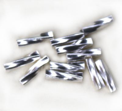 MB186 Silver pl. Twisted Tube 10x2mm 20pcs