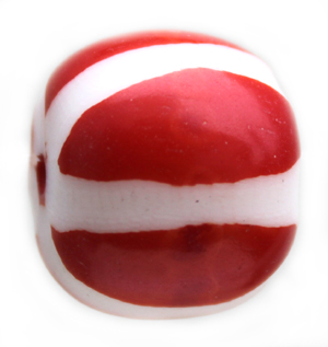 ob024 Medium Resin Tube Bead Red Stripe 17x16mmmm 1pcs